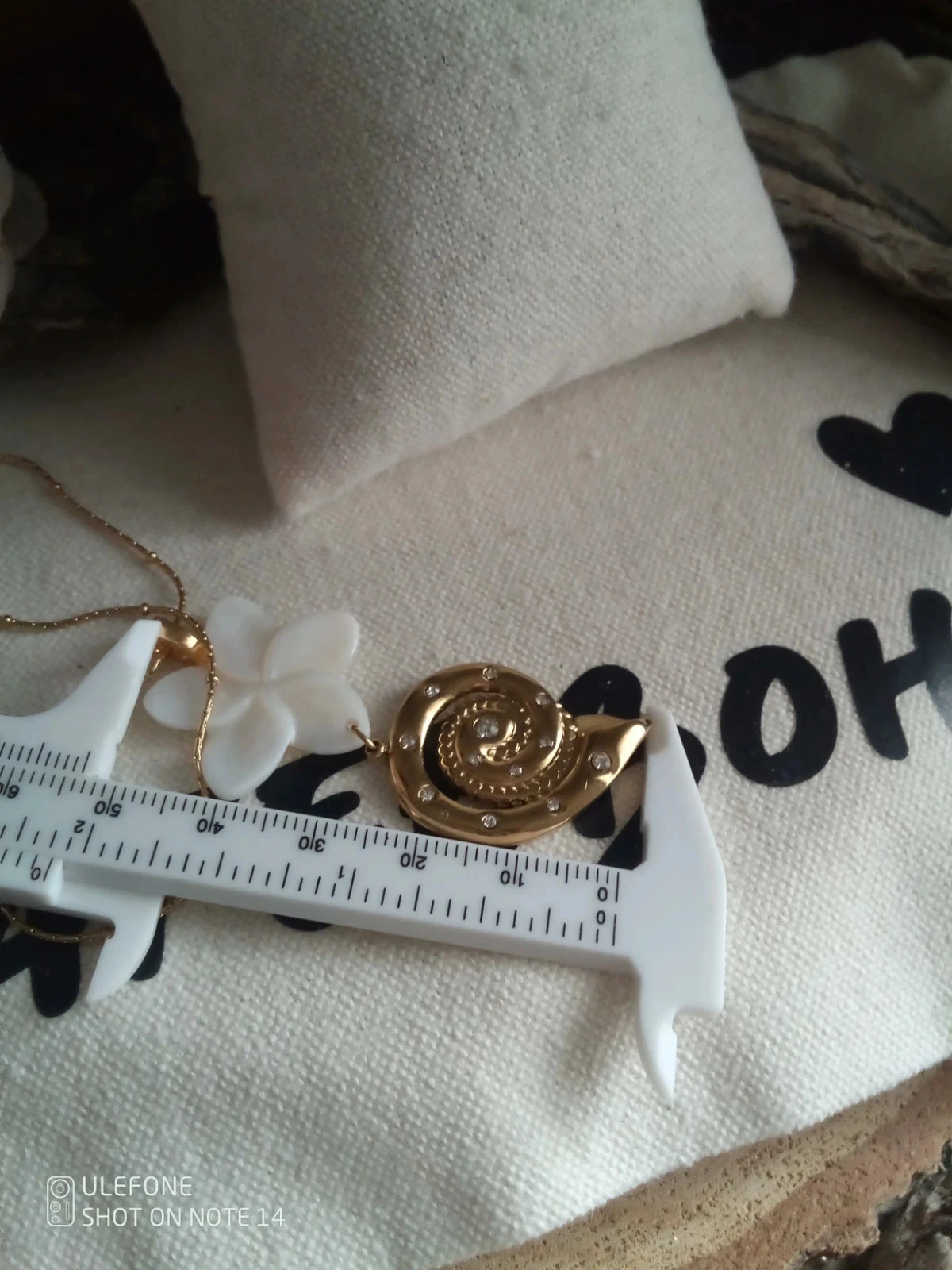 Collier bohème fleur de n'acre et conque à zircons – photo 2